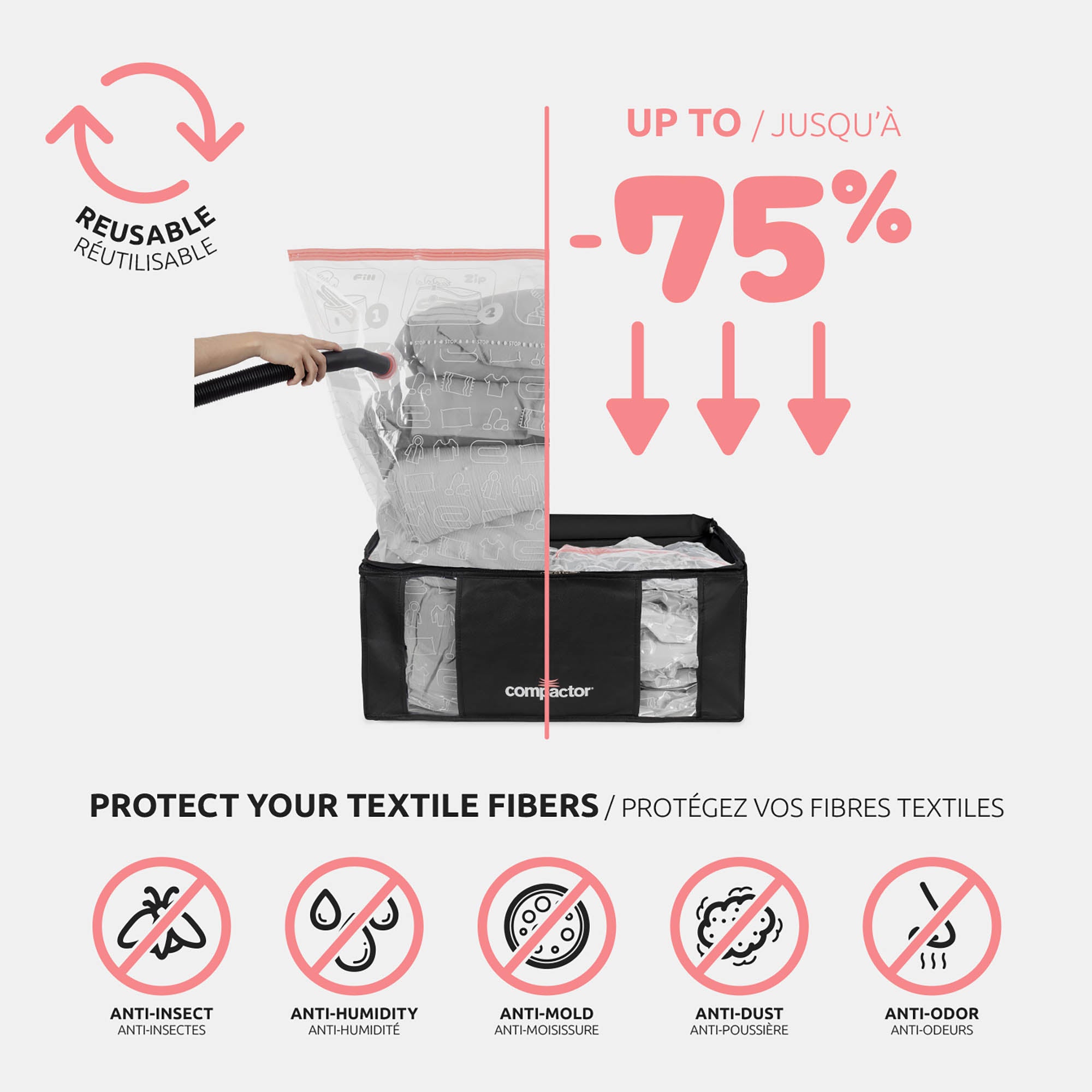 Housse de rangement sous vide XXL