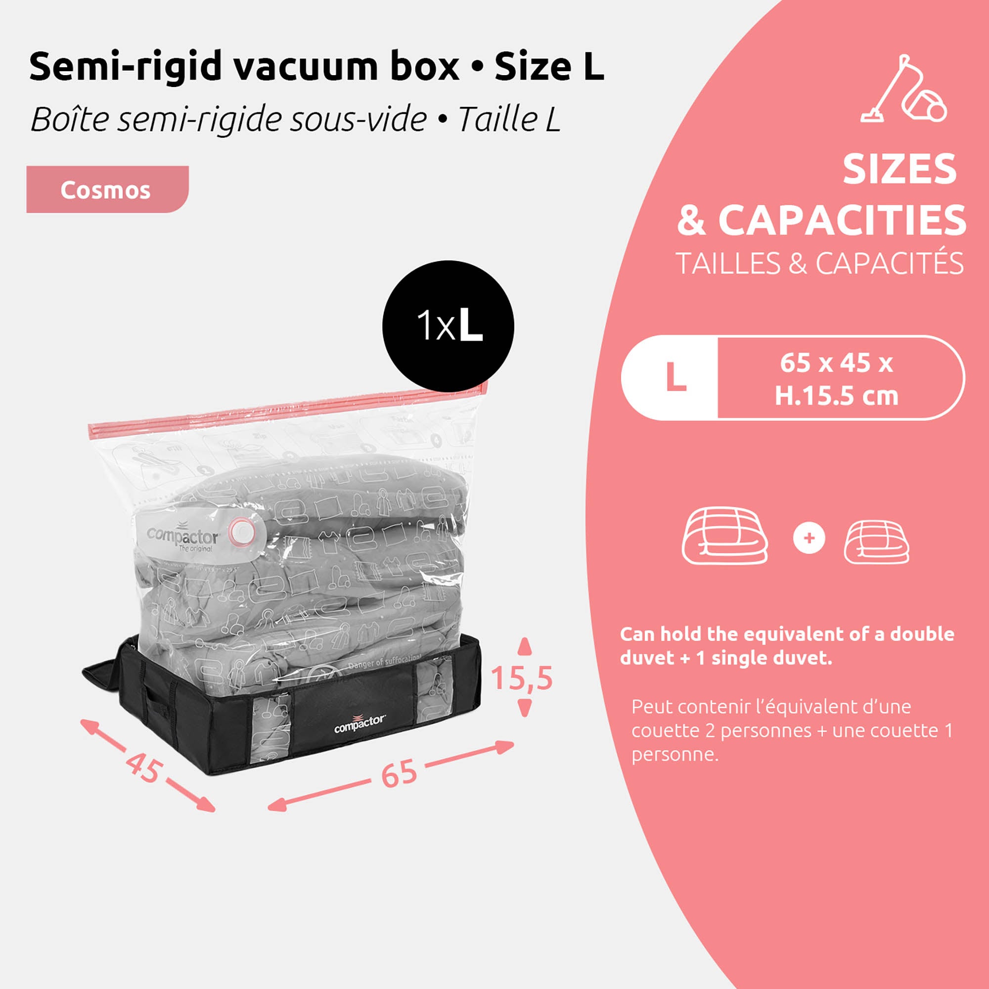 Housse de rangement sous vide L