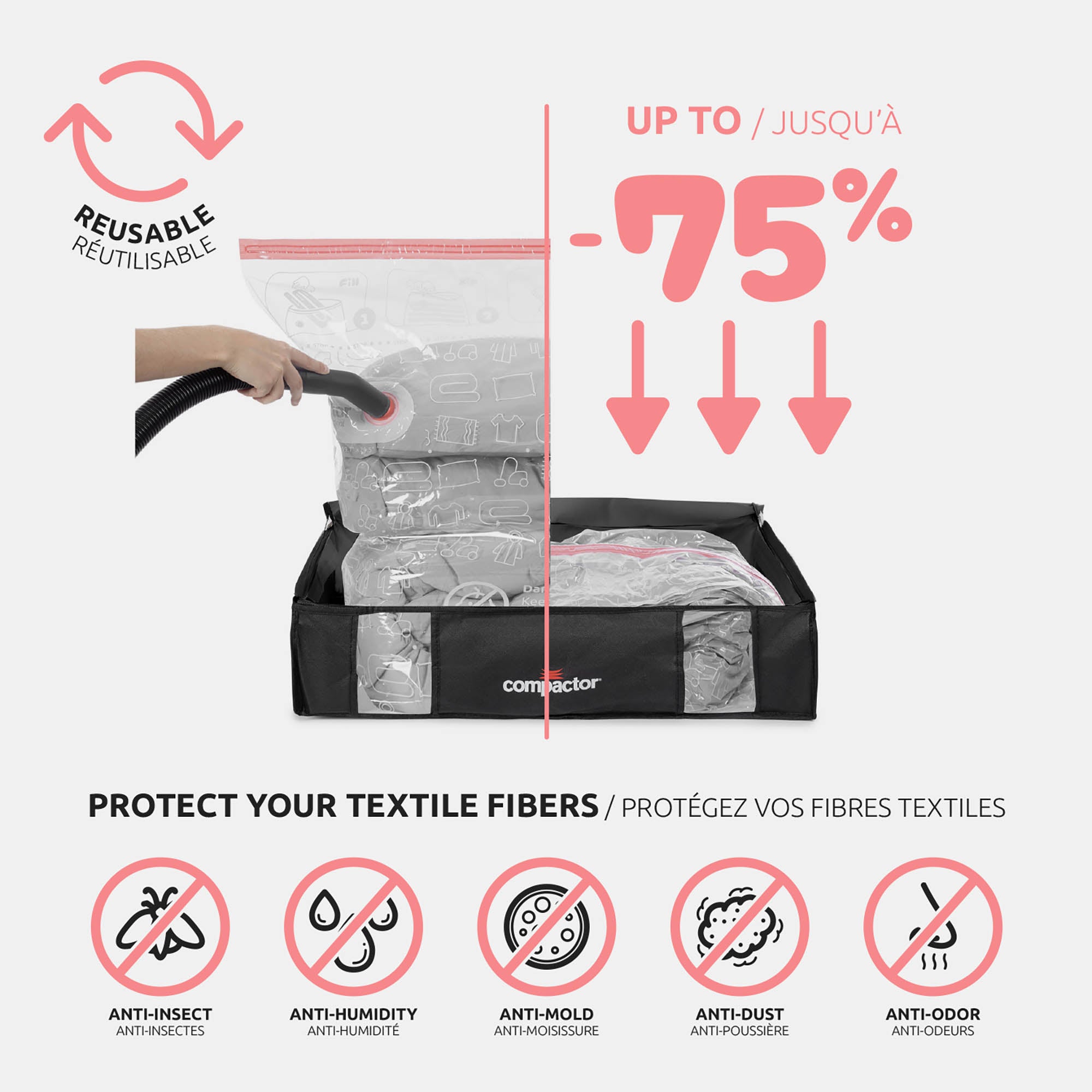 Housse de rangement sous vide L