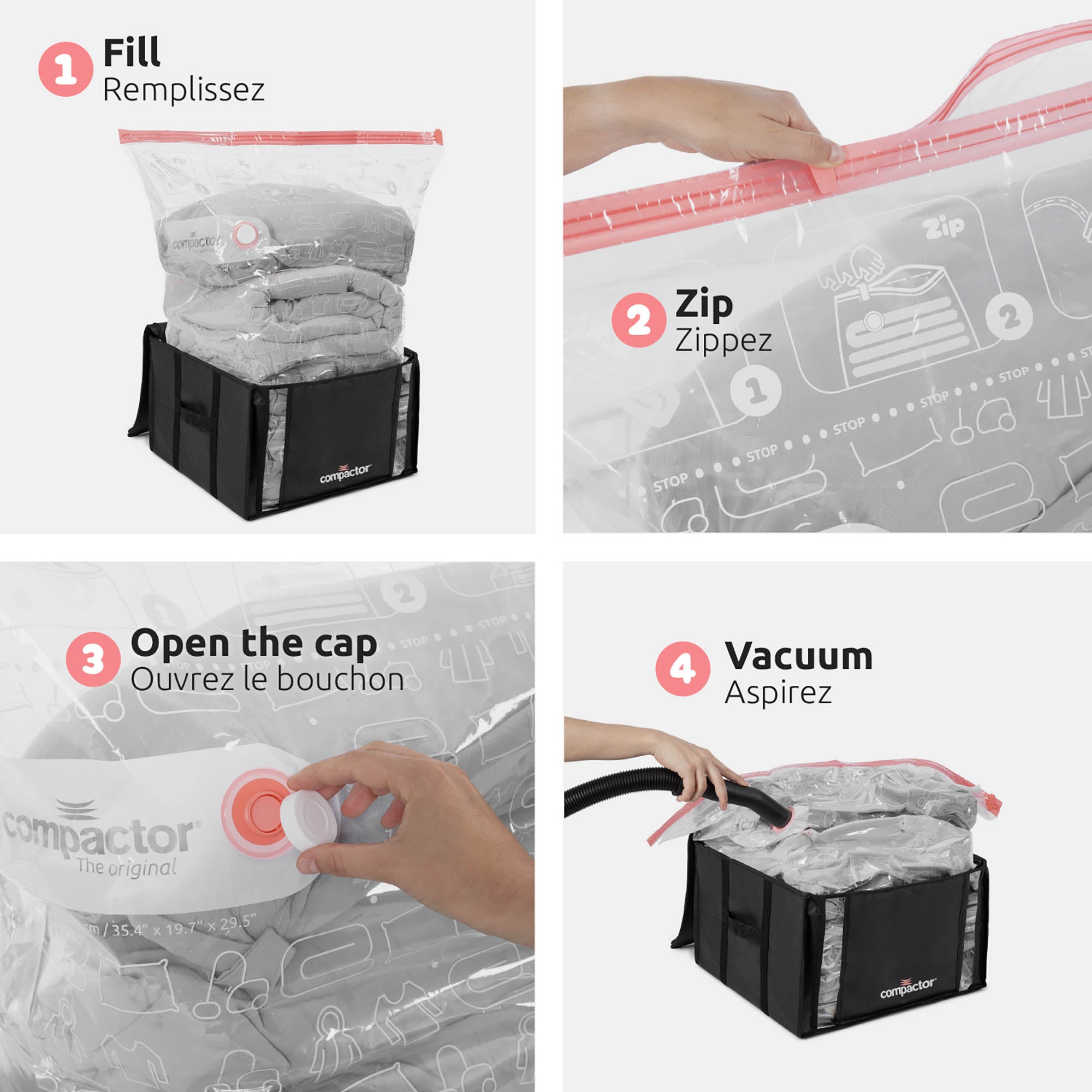 Lot de 3 housses sous vide M