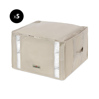 Compactor Pack de 5 cajas de almacenamiento al vacío Dune M beige