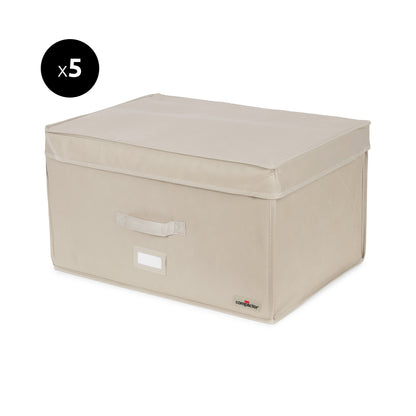 Lot de 5 boîtes de rangement sous vide rigides Dune XL beige