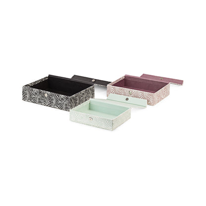 Lot de 3 boîtes de rangement avec couvercle aimanté Florida noire, rose et verte