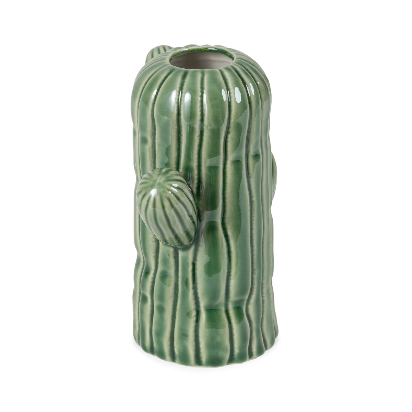 Jarrón de cerámica de cactus verde