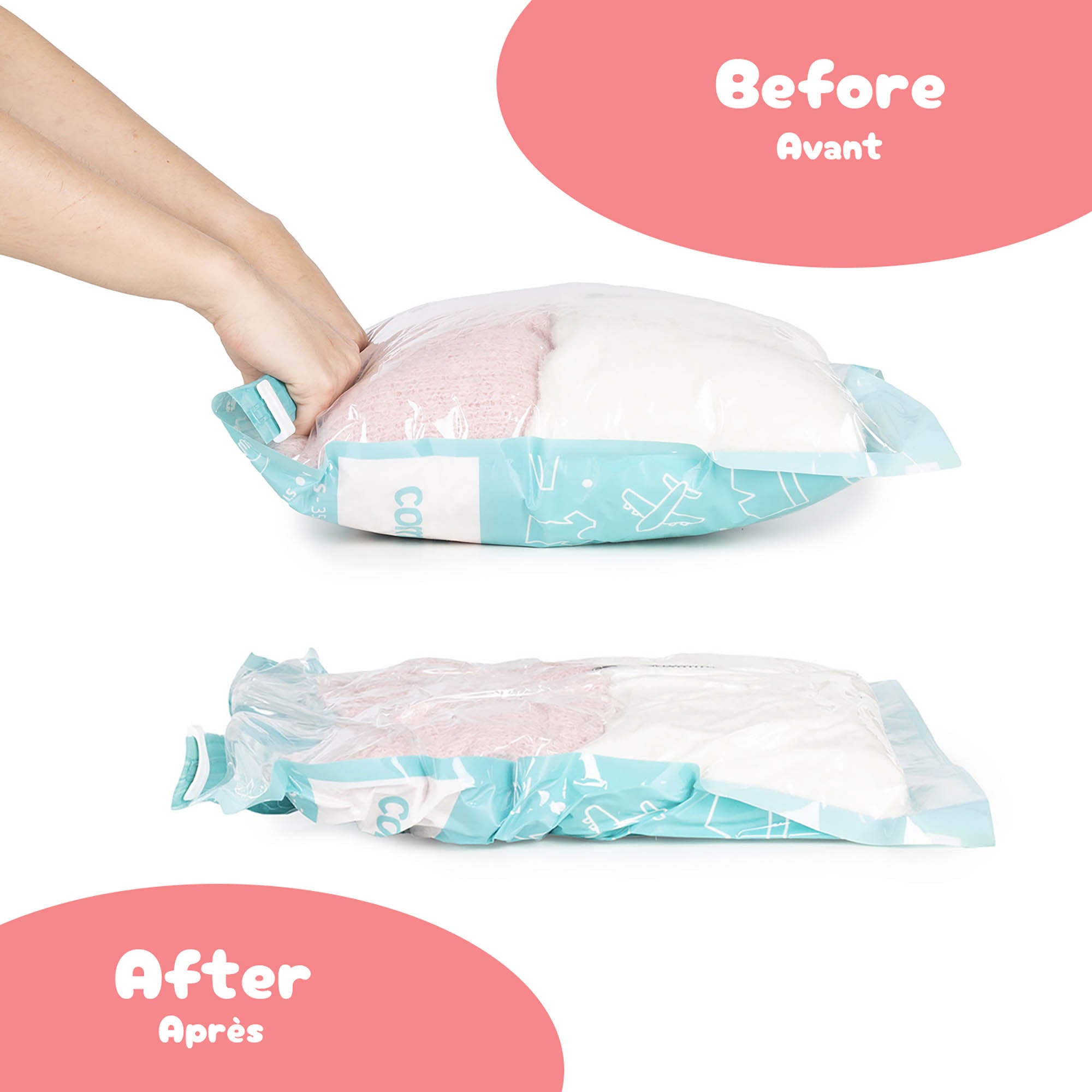 Juego de 6 bolsas de vacío enrollables para viaje