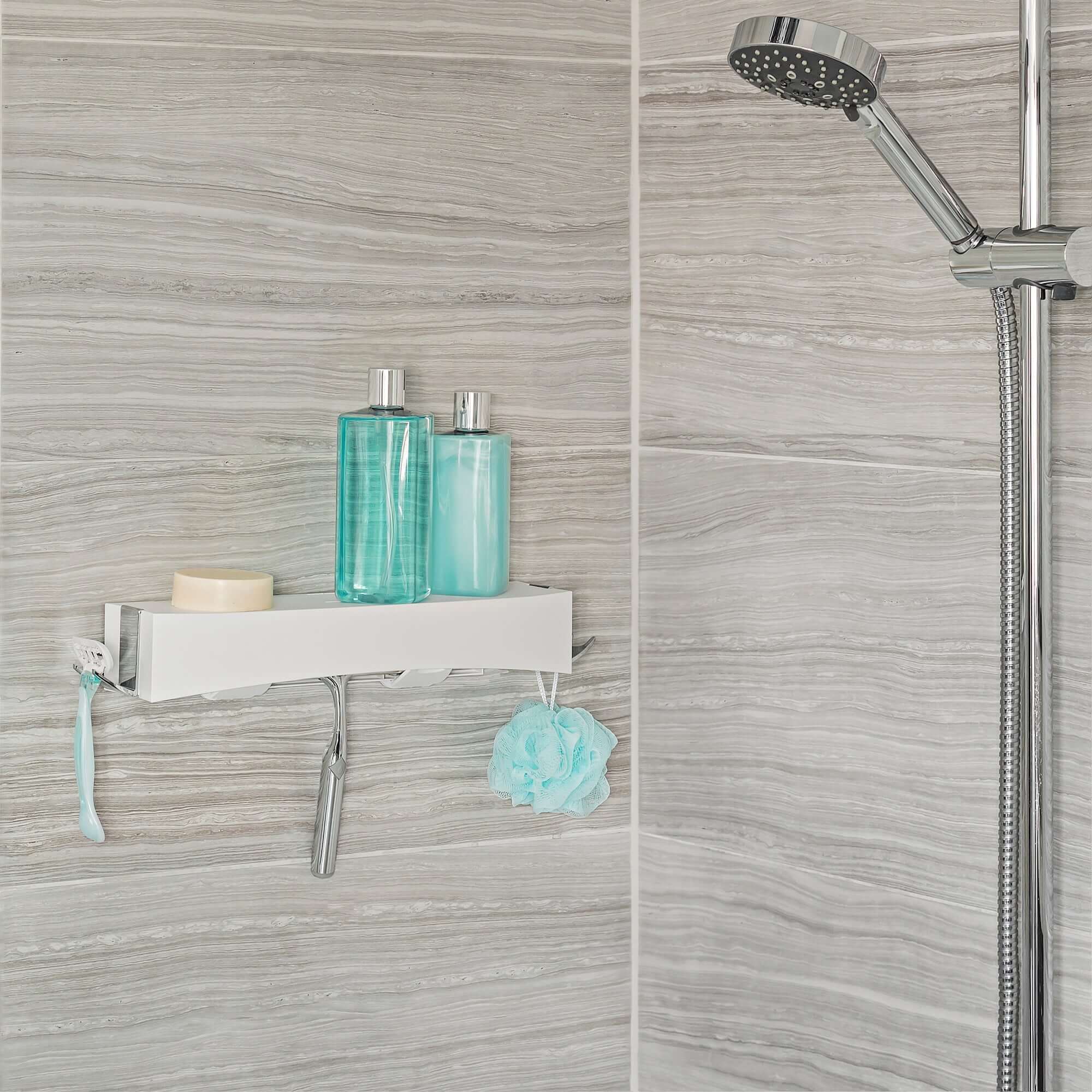 Estante de ducha sin taladrar Clever blanco