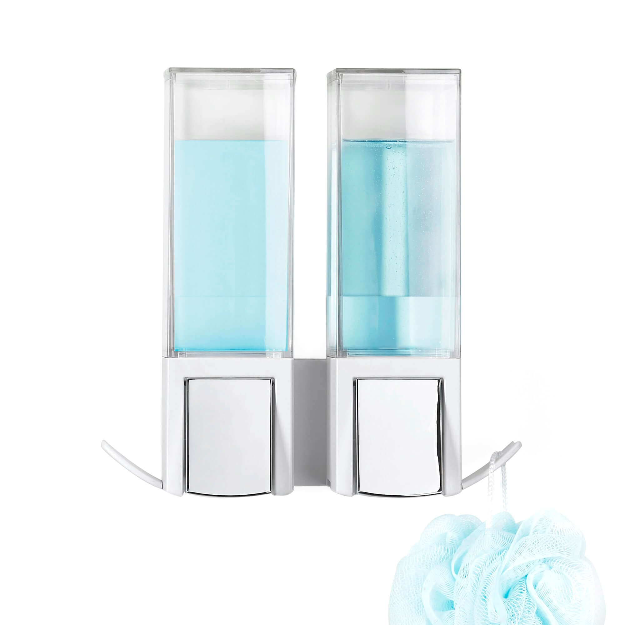 Double distributeur de savon mural rechargeable Clever blanc