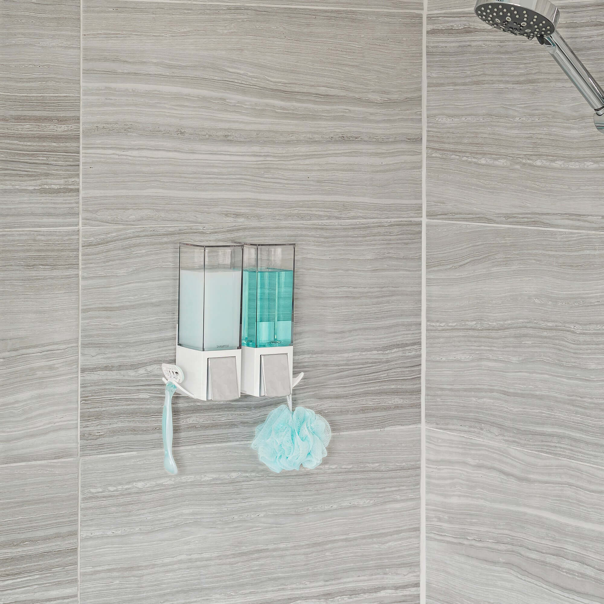 Double distributeur de savon mural rechargeable Clever blanc