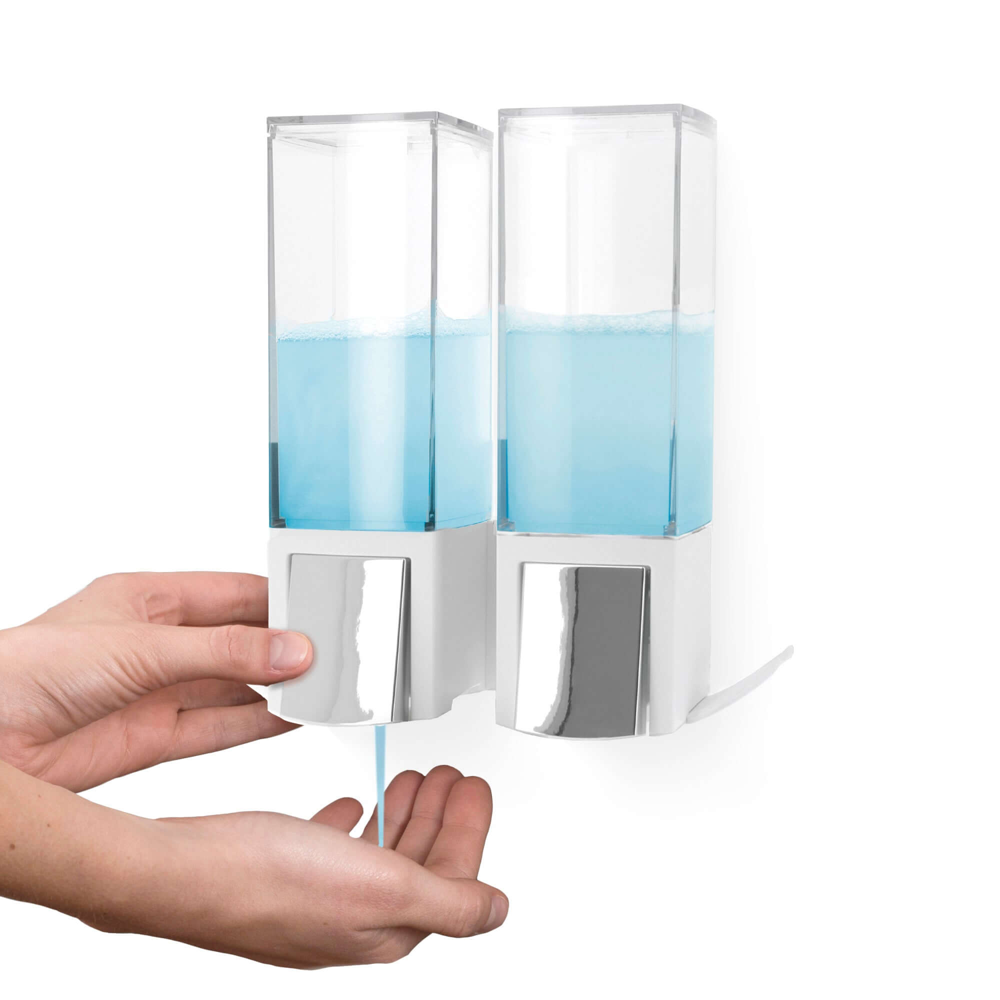Double distributeur de savon mural rechargeable Clever blanc