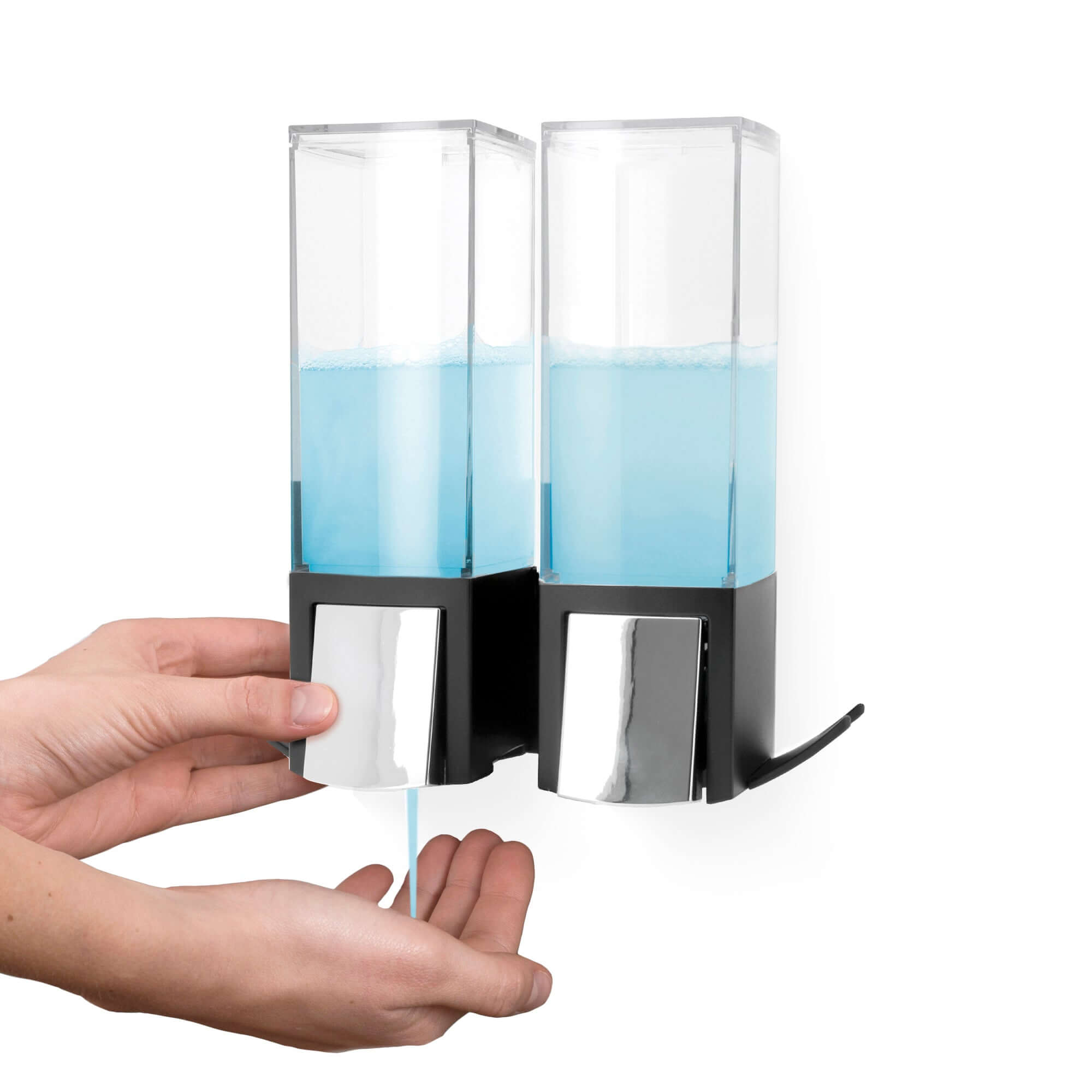 Double distributeur de savon mural rechargeable Clever noir