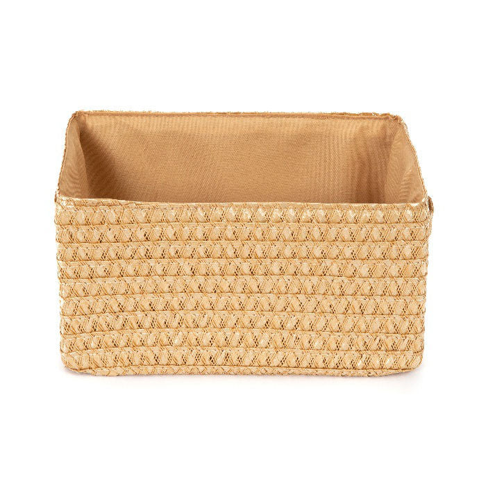 Panier de rangement avec tissu intérieur Lilou beige