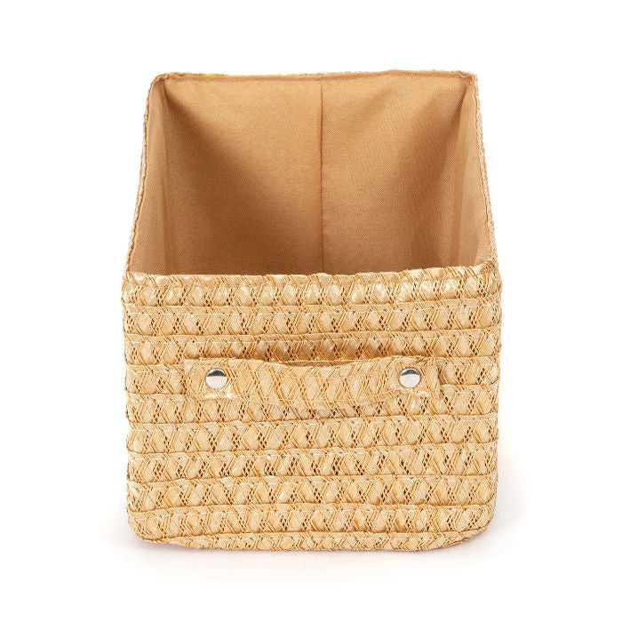 Panier de rangement avec tissu intérieur Lilou beige