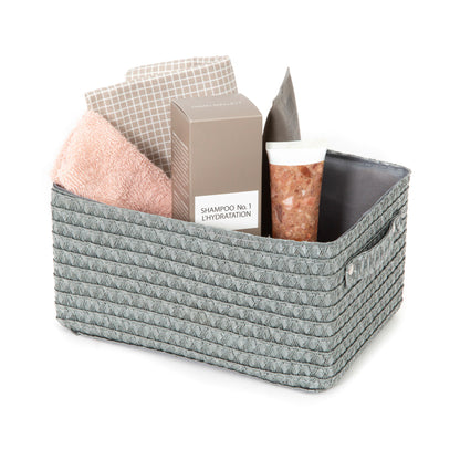 Panier de rangement doublé tissu Lilou gris