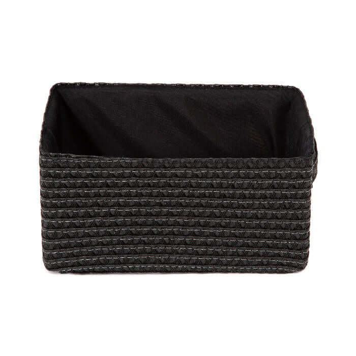 Panier de rangement doublé tissu Lilou noir