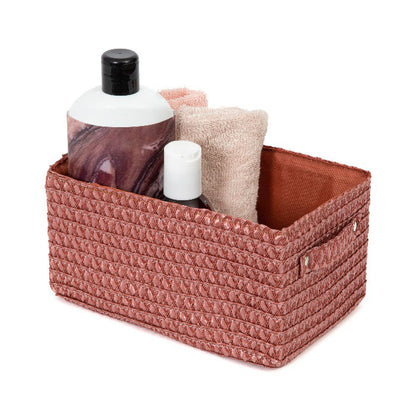 Panier de rangement avec tissu intérieur Lilou terracotta