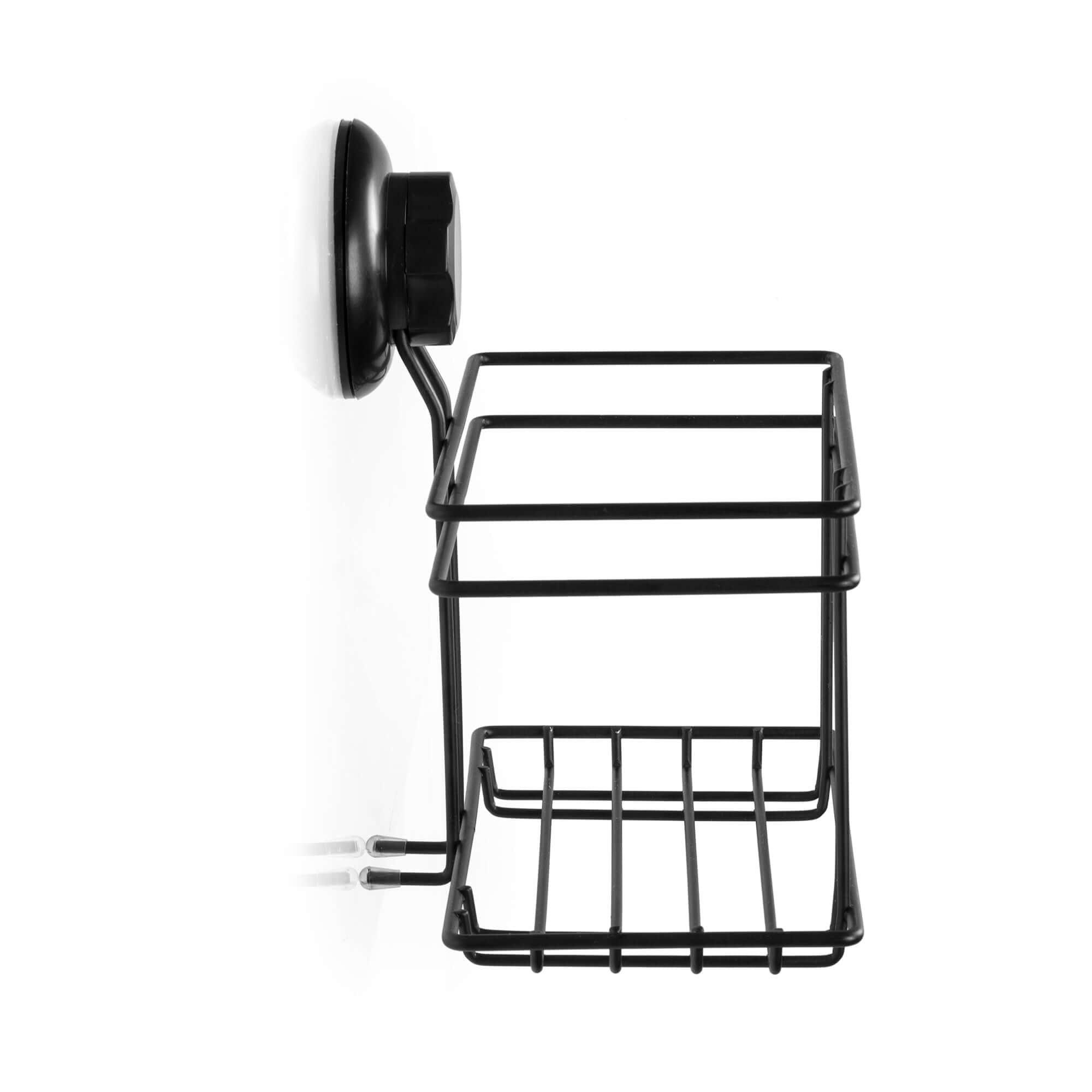 Bestlock Cesta de almacenamiento de pared con ventosa negra negro