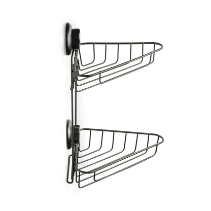 Etagère d'angle à ventouses 2 niveaux Bestlock Black noire