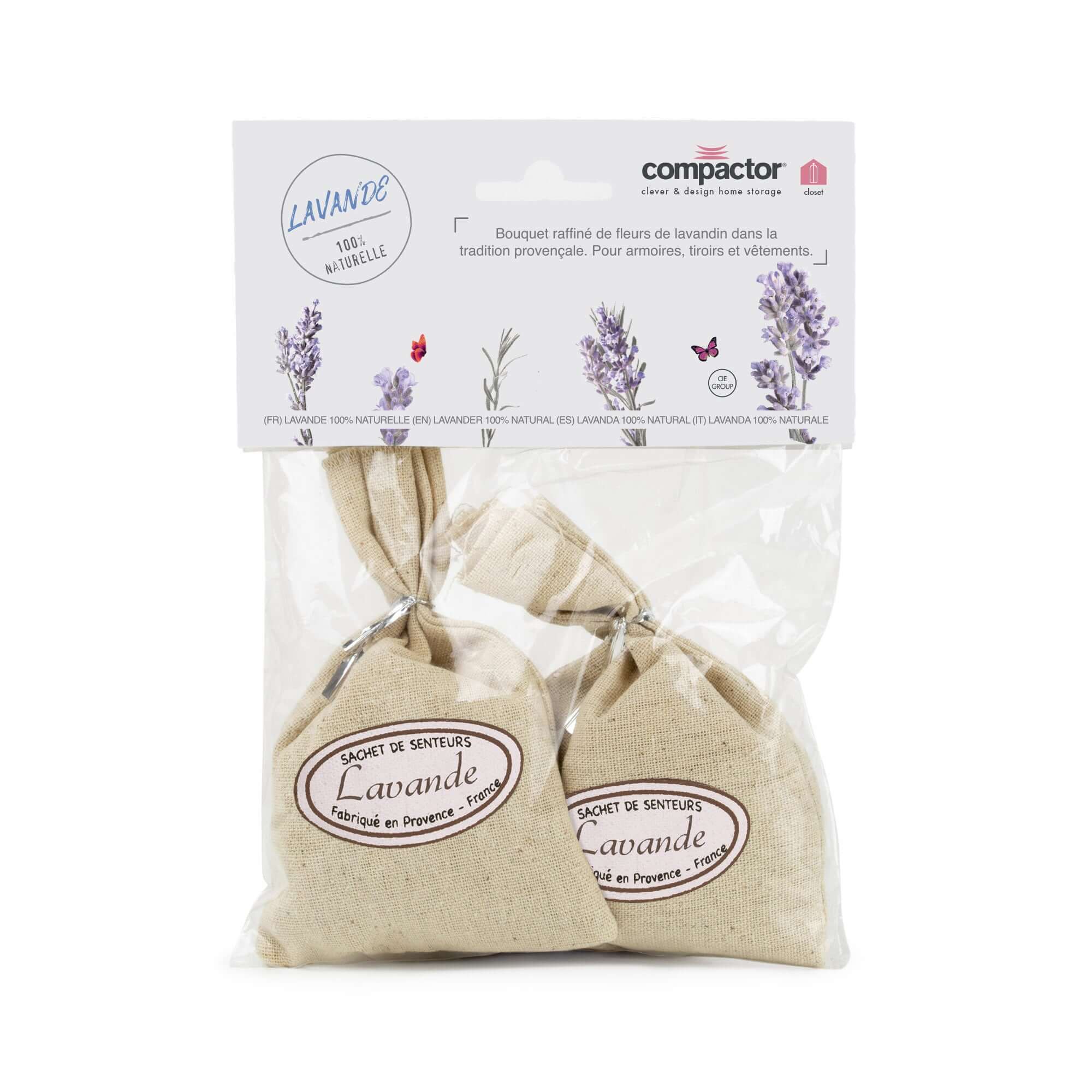 Lote de 2 bolsitas de flores de lavanda para la colada Provenza beige