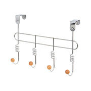 Gancho para puerta 4 ganchos en espiral cromado y madera