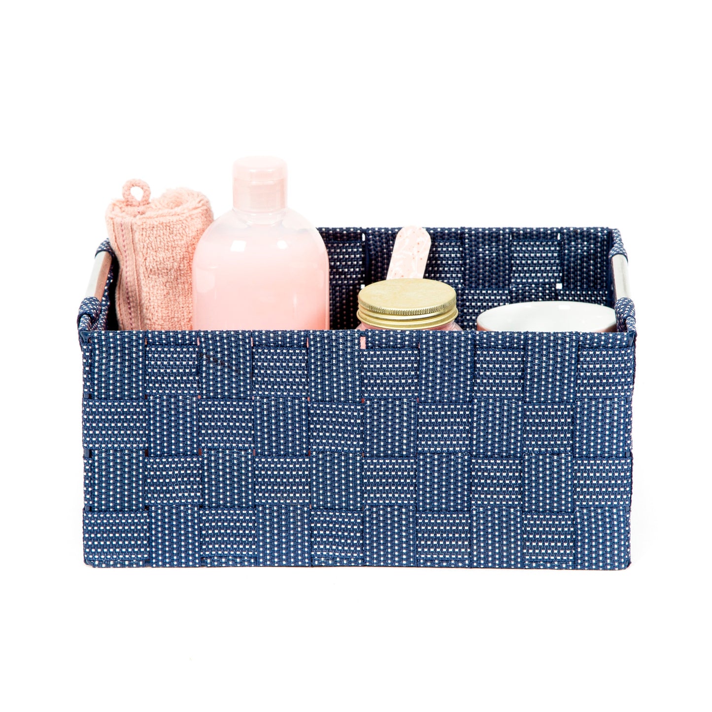 Panier de rangement avec anses métal Stan bleu