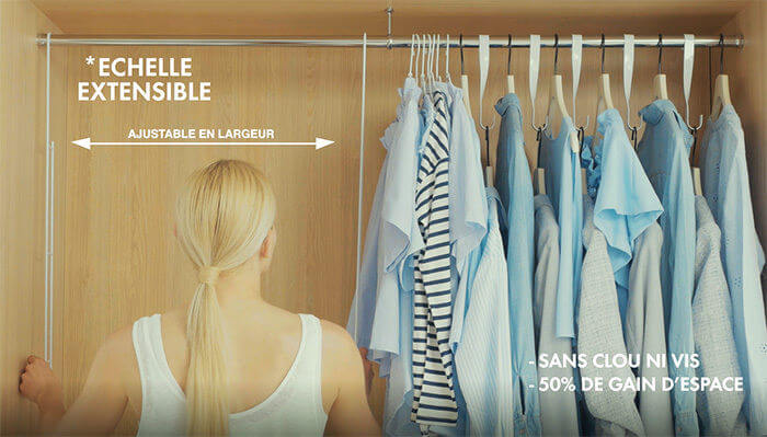 Kit optimizador vestidor colgante de metal blanco Xtend