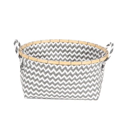 Cesta de almacenaje bicolor Zig zag gris y blanco