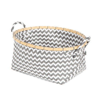 Cesta de almacenaje bicolor Zig zag gris y blanco